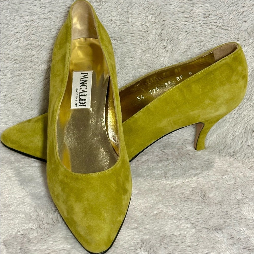 ✨VTG✨🇮🇹Pancaldi 726 Vibrant Yellow Heels with Pointed Toe and Stiletto Size 9.5B